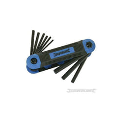 Silverline - Kit Chiavi 5/64'-1/4' tascabile in acciaio 9 pz imperiali esagonali stella Expert
