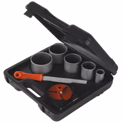Contiene seghe a tazza con grana in carburo di tungsteno nelle seguenti dimensioni: 33 mm,53 mm, 67 mm, 73 mm e 83 mm. Includ ...