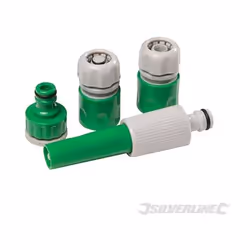 Connettore del tubo da giardino impostato. Include 1 x 1/2 "collegamento rapido con arresto acqua, 1 x 1/2" collegamento rapi ...