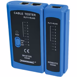 Tester a mano dispone di collegamenti adatti per cavi RJ1, RJ12 e RJ45. Indica errori di connessione, corto circuiti e circui ...