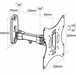Proper Classic Swing Arm TV Bracket for 23"-42" 106,7 cm (42") - Vista aggiuntiva 6