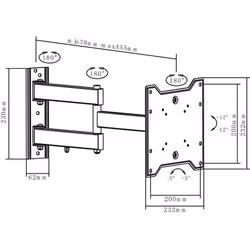 Proper Heavy-Duty Swing Arm TV Bracket for 23''-43" 109,2 cm (43") Nero - Vista aggiuntiva 4