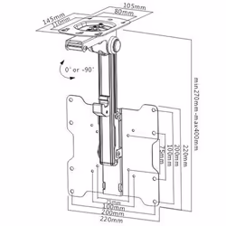 Proper Under Cabinet Folding TV Bracket for 19’’-40’’ 101,6 cm (40") Nero - Vista aggiuntiva 7