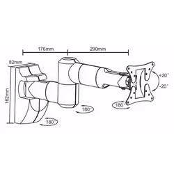 Proper Swing Arm TV Wall Bracket for 19''-28' 71,1 cm (28") Nero - Vista aggiuntiva 6