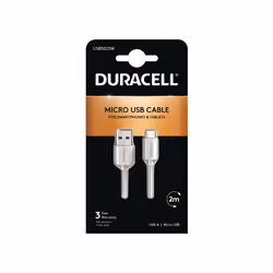 Duracell USB5023W, 2 m, USB A, Micro-USB A, 2.0, Bianco