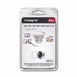 Integral MICRO FUSION USB 3.0 OTG unità flash USB 64GB USB Type-A / Micro-USB 3.2 Gen 1 (3.1 Gen 1) Bianco