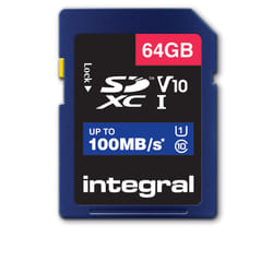Integral 64GB HIGH SPEED SDHC/XC V10 100MB CLASS 10 UHS-I U1 SD