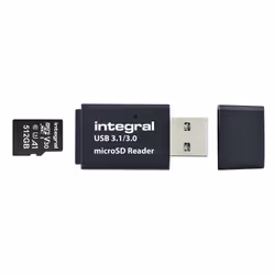 Integral USB3.0 CARDREADER SINGLE SLOT MSD, MicroSD (TransFlash), MicroSDHC, MicroSDXC, Nero, USB 3.2 Gen 1 (3.1 Gen 1), 15 m ...