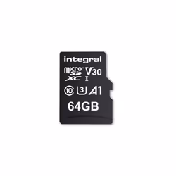 Integral INMSDX64G-100V30 64GB MICRO SD CARD MICROSDXC UHS-1 U3 CL10 V30 A1 UP TO 100MBS READ 45MBS WRITE, 64 GB, MicroSD, Cl ...