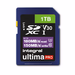 Integral INSDX1TB-180/150V30, 1 TB, SD, UHS-I, 180 MB/s, 130 MB/s, Class 3 (U3)