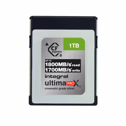 Integral 1TB UltimaPro X2 CFexpress Cinematic Silver Type B 2.0 Card, 1 TB, CFexpress, 1800 MB/s, 1700 MB/s