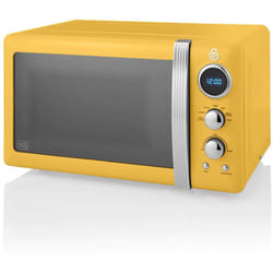 Swan - Retro SM22030YELNEU Microonde Digitale 20L, 5 Livelli di Potenza, Funzione di Scongelamento, Timer 60 Minuti, Piatto Girevole 27 cm, Giallo