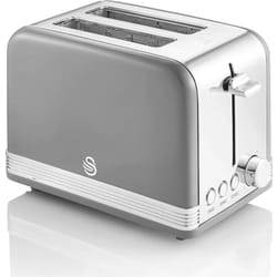 Swan - Retro ST19010GRNEU Tostapane a Fessura Larga 2 Fette, Design Vintage, 3 Funzioni: Scongelamento, Riscaldamento, Annullamento, 6 Regolatore del