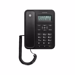 Motorola CT202, Telefono analogico, Cornetta cablata, Telefono con vivavoce, Identificatore di chiamata, Nero