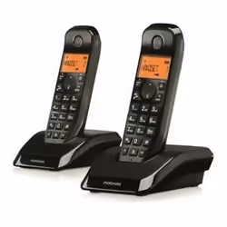 Motorola S12 Duo, Telefono DECT, Cornetta wireless, Identificatore di chiamata, Nero