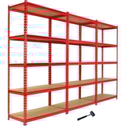 3 Scaffali Z-Rax In Acciaio Senza Bulloni Rossi 90cm x 45cm x 183cm - Monster Racking