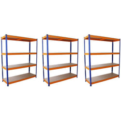 3 Scaffali S-Rax in Acciaio Senza Bulloni Blu e Arancione 150cm x 50cm x 180cm - Monster Racking