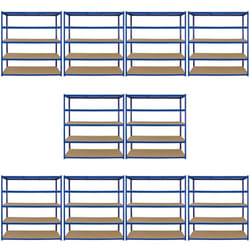 10 Scaffali T-Rax in Acciaio Senza Bulloni Blu 160cm x 60cm x 180cm - Monster Racking