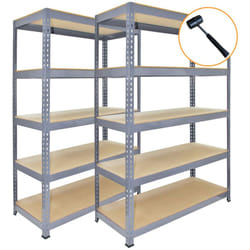 Monster Racking - Scaffale da Garage ad Incastro Q-Rax Scaffali per Garage Scaffalature Officina in Acciaio e mdf Senza Bulloni Mensole per Garage