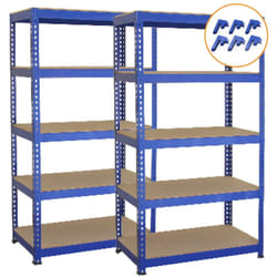Monster Shop - Scaffale da Garage ad Incastro T-Rax Scaffali per Garage Scaffalature Officina in Acciaio e mdf Senza Bulloni Mensole per Garage - Blu