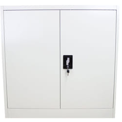 MonsterShop - Armadietto Grigio Chiaro in Metallo Solido per Casa e Ufficio con 2 Porte e 2 Piani Regolabili 90cm x 90cm x 40cm