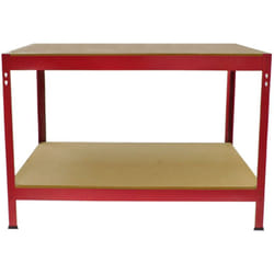Tavolo da Lavoro Rosso Senza Bulloni in Acciaio e mdf 90x120x60cm per Garage, Officina e Magazzino - Monster Racking