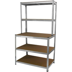 Tavolo da Lavoro con Scaffale in Acciaio Galvanizzato Senza Bulloni Grigio 180cm x 100cm x 60cm - Monster Racking
