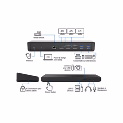 Origin Storage 452-BCYH-OS replicatore di porte e docking station per laptop USB 3.2 Gen 1 (3.1 Gen 1) Type-A + Type-C Nero