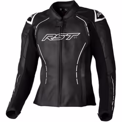 RST S1 Giacca di pelle moto da donna, nero-bianco, dimensione L per donne