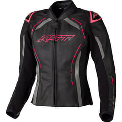 RST S1 Giacca di pelle moto da donna, nero-rosa, dimensione M per donne