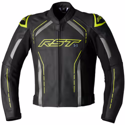 RST S1 Giacca in pelle moto, nero-giallo, dimensione 40 per uomo