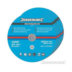 Silverline 5 dischi piatti per taglio metallo 230 x 3 x 22,23 mm