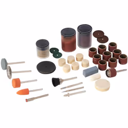 Contiene dischi da taglio, mole, pietre, cilindri abrasivi, lucidanti, ruote di lucidatura, ecc. Per lavori di modellismo, gi ...