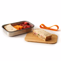 black+blum BAM-SB003 recipiente per cibo Rettangolare Scatola Arancione, Argento, Legno 1 pz