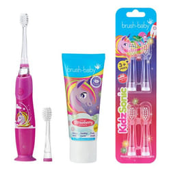 Brush-Baby 5060178101447 spazzolino elettrico Bambino Spazzolino a vibrazione Rosa, Trasparente