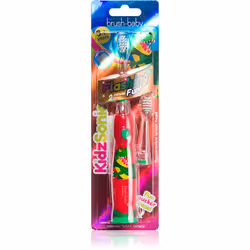 Lo spazzolino da denti Brush Baby Applemint abitua giocosamente i bambini a lavarsi i denti. Grazie al design allegro, lavars ...