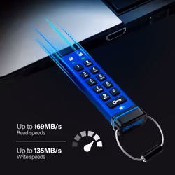 iStorage datAshur Pro unità flash USB 4 GB USB tipo A 3.2 Gen 1 (3.1 Gen 1) Blu - Vista aggiuntiva 4