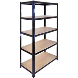 5 Scaffali T-Rax In Acciaio Senza Bulloni Neri 90cm x 45cm x 180cm - Monster Racking