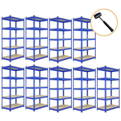 Monster Shop - Scaffale da Garage ad Incastro T-Rax Scaffali per Garage Scaffalature Officina in Acciaio e mdf Senza Bulloni Mensole per Garage - Blu