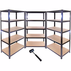 Questi 3 scaffali della gamma T-Rax sono 100% senza bulloni, solidi e ognuno di loro misura 90cm (larghezza) x 45cm (profondi ...