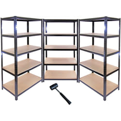 3 Scaffali T-Rax In Acciaio Senza Bulloni Neri 90cm x 45cm x 180cm - Monster Racking