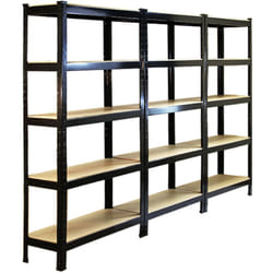 3 Scaffali T-Rax in Acciaio Senza Bulloni Neri 75cm x 30cm x 150cm - Monster Racking