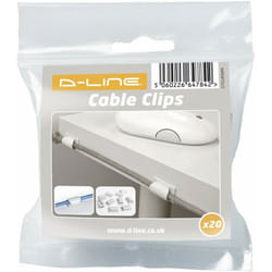 D-line - CTCLIP20PK Fermacavi Adesivi, Clip Fermacavi, Fermacavi Scrivaniam - 20x Clip Per Cavi - Bianco