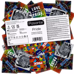 Grande confezione di preservativi con motivo Pride per comfort e sicurezza in una varietà di design