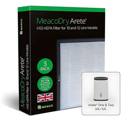Il filtro Meaco Dry Arete H13 hepa, compatibile con de deumidificatori da 10L e 12L, de confezione da 3 filtri, rimuove polvere, allergeni e