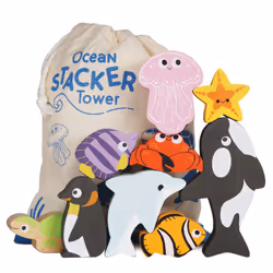 Le Toy Van Ocean Wooden Animals Stacking Toy, Animale, 1,75 anno/i, Multicolore, Legno