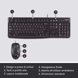 Logitech MK120 Combo Tastiera e Mouse con Filo per Windows, Mouse Ottico Cablato, Tastiera di Dimensioni Standard, USB Plug-and-Play, Compatibile con PC, Laptop - Vista aggiuntiva 6
