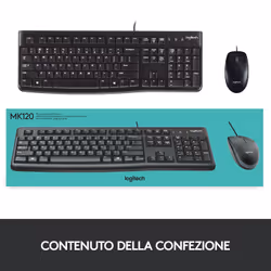 Logitech MK120 Combo Tastiera e Mouse con Filo per Windows, Mouse Ottico Cablato, Tastiera di Dimensioni Standard, USB Plug-and-Play, Compatibile con PC, Laptop - Vista aggiuntiva 8