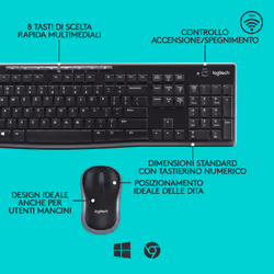 Logitech MK270 Combo Tastiera e Mouse Wireless per Windows, 2,4 GHz Wireless, Mouse Compatto, 8 Tasti Multimediali e di Scelta Rapida, Durata della Batteria 2 anni, per PC, Laptop - Vista aggiuntiva 5