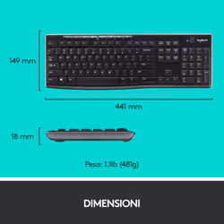 Logitech MK270 Combo Tastiera e Mouse Wireless per Windows, 2,4 GHz Wireless, Mouse Compatto, 8 Tasti Multimediali e di Scelta Rapida, Durata della Batteria 2 anni, per PC, Laptop - Vista aggiuntiva 7